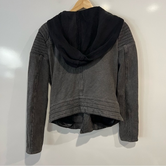 Free People Railroad Stripe Knit Hooded Moto Jacket - Picture 3 of 8